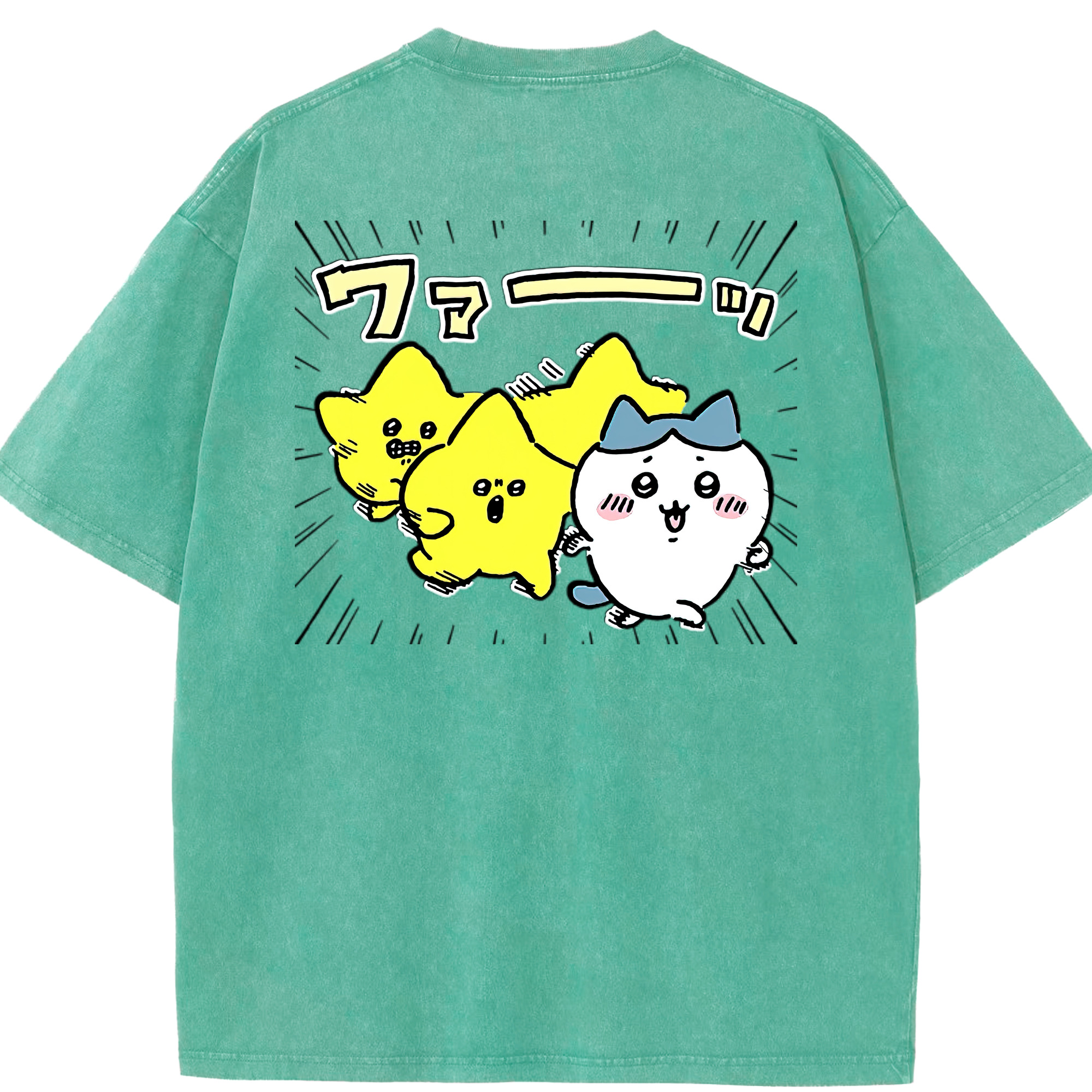 （画像用） ちいかわ 流れ星 Chii-kawa Shooting star 綿100% ヴィンテージ風 半袖Tシャツ（背面プリント）